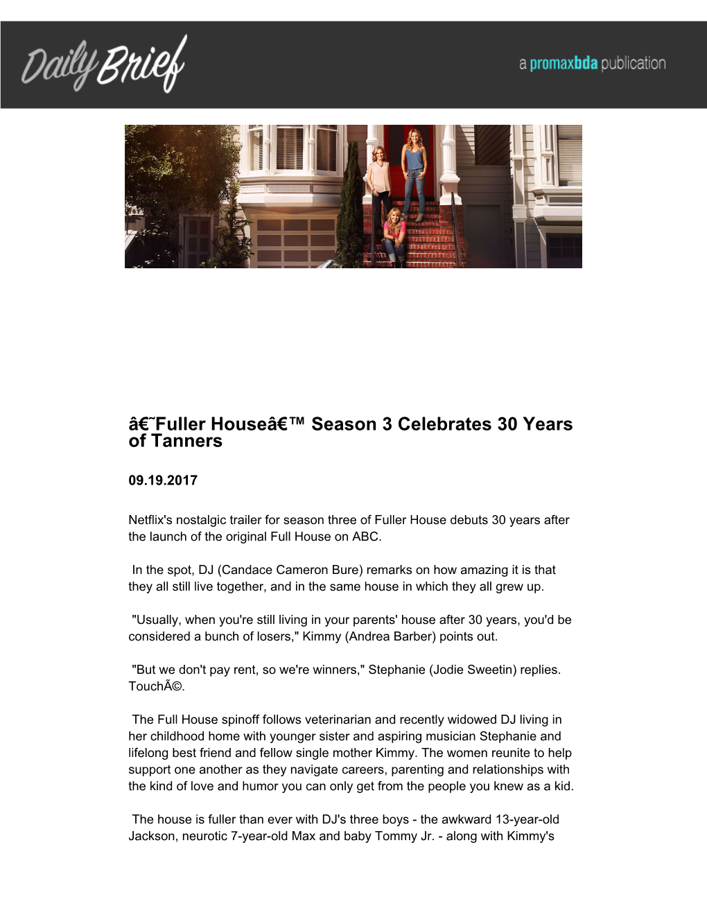 Â€˜Fuller Houseâ€™ Season 3 Celebrates 30 Years of Tanners