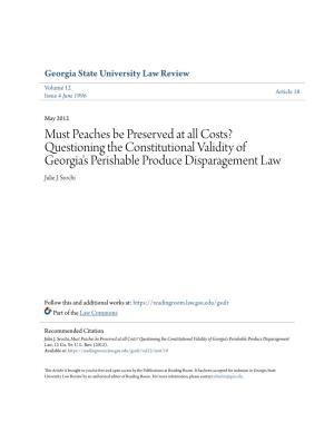 Questioning the Constitutional Validity of Georgia's Perishable Produce Disparagement Law Julie J