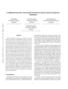 Conditional Generative Adversarial Networks for Speed Control in Trajectory Simulation
