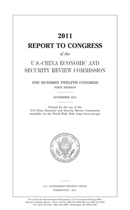 2011 REPORT to CONGRESS of the U.S.-CHINA ECONOMIC and SECURITY REVIEW COMMISSION