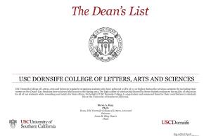 Usc Dornsife College of Letters, Arts and Sciences