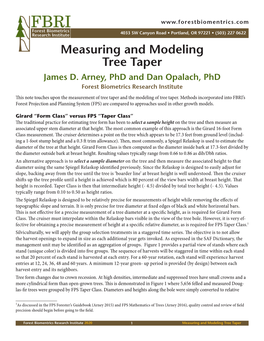 Measuring and Modeling Tree Taper James D