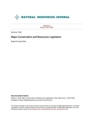 Major Conservation and Resources Legislation
