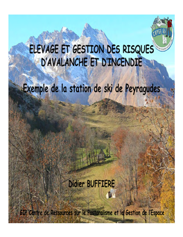 ELEVAGE ET GESTION DES RISQUES D'avalanche ET D'incendie Exemple De La Station De Ski De Peyragudes