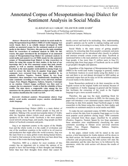 Annotated Corpus of Mesopotamian-Iraqi Dialect for Sentiment Analysis in Social Media