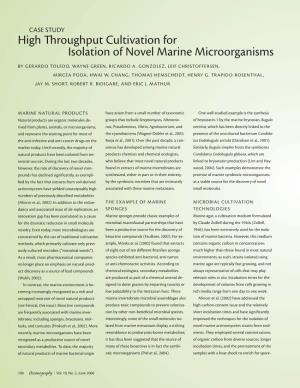 High Throughput Cultivation for Isolation of Novel Marine