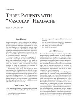 “Vascular” Headache / 281 Lesion