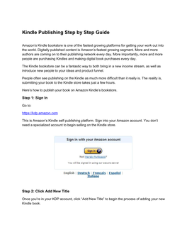 Kindle Publishing Step by Step Guide
