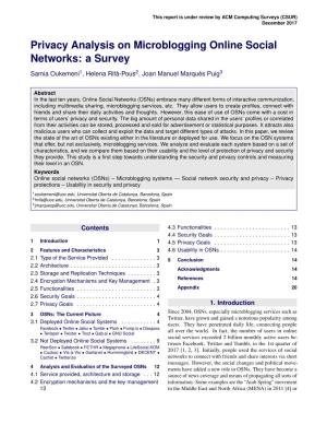 Privacy Analysis on Microblogging Online Social Networks: a Survey