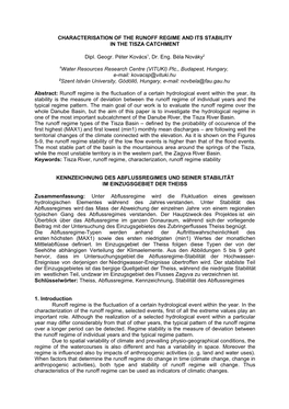 Characterization of the Runoff Regime and Its
