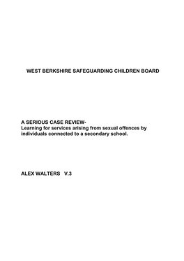 Kennet School Serious Case Review