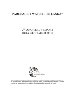 Parliament Watch – Sri Lanka*