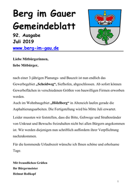Berg Im Gauer Gemeindeblatt 92