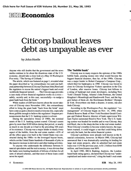 Citicorp Bailout Leaves Debt As Unpayable As Ever