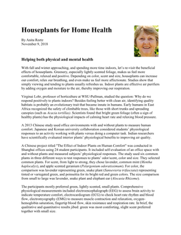 Houseplants for Home Health