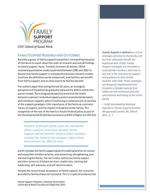 Family Support Research and Outcomes