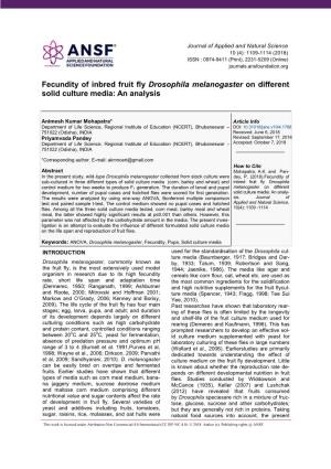 Fecundity of Inbred Fruit Fly Drosophila Melanogaster on Different Solid Culture Media: an Analysis