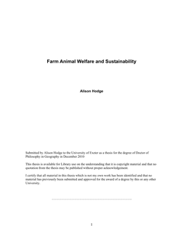 Farm Animal Welfare and Sustainability