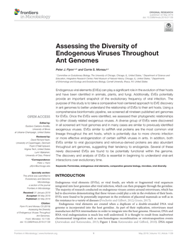 Assessing the Diversity of Endogenous Viruses Throughout Ant Genomes