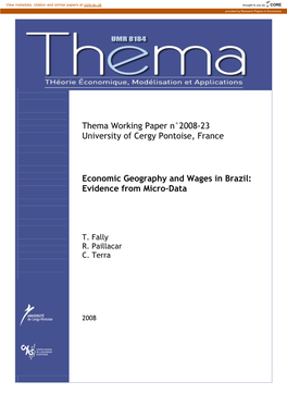 Economic Geography and Wages in Brazil : Evidence from Micro-Data