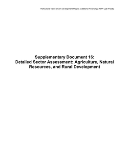 Horticulture Value Chain Development Project (Additional Financing): Detailed Sector Assessment