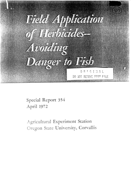 Special Report 354 April 1972 Agricultural Experiment Station