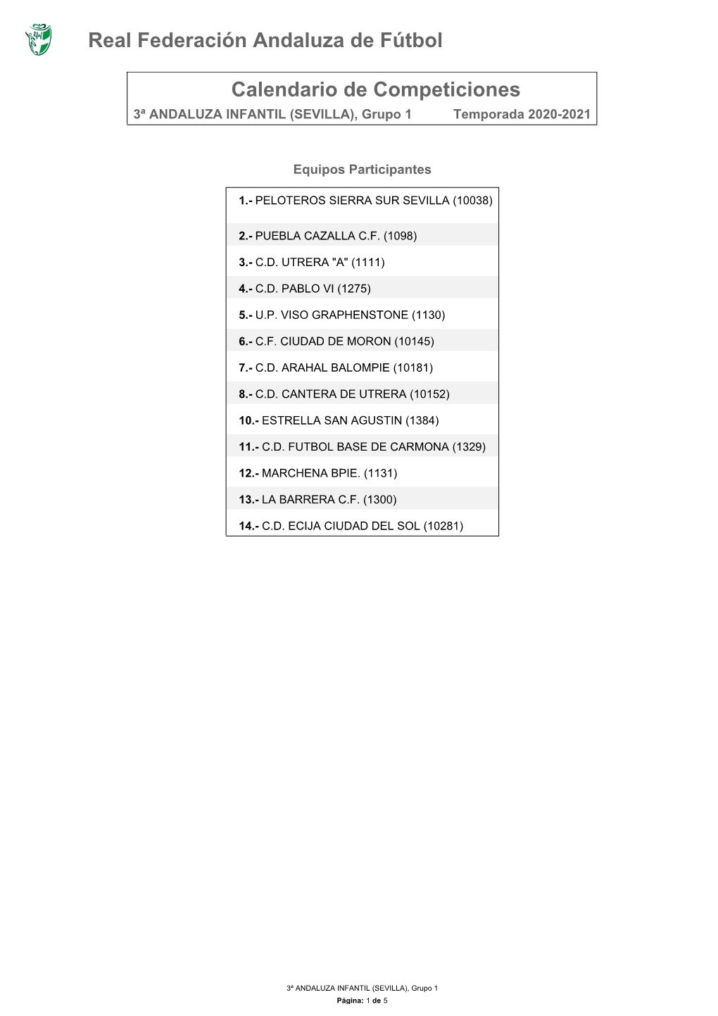 Calendario De Competición