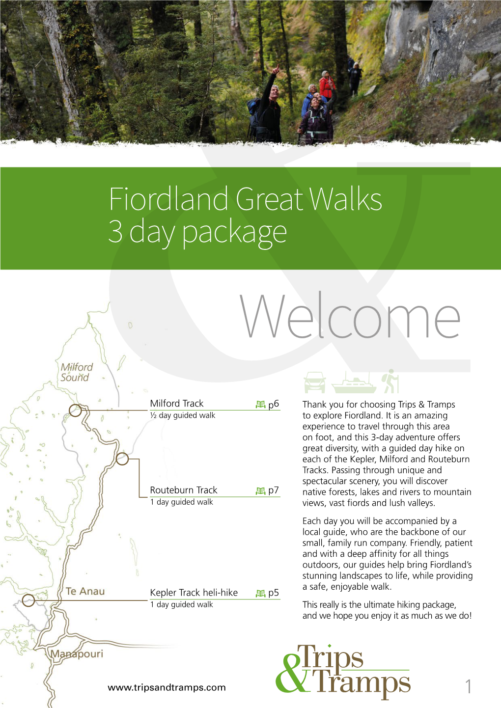 Fiordland Great Walks 3 Day Package Welcome