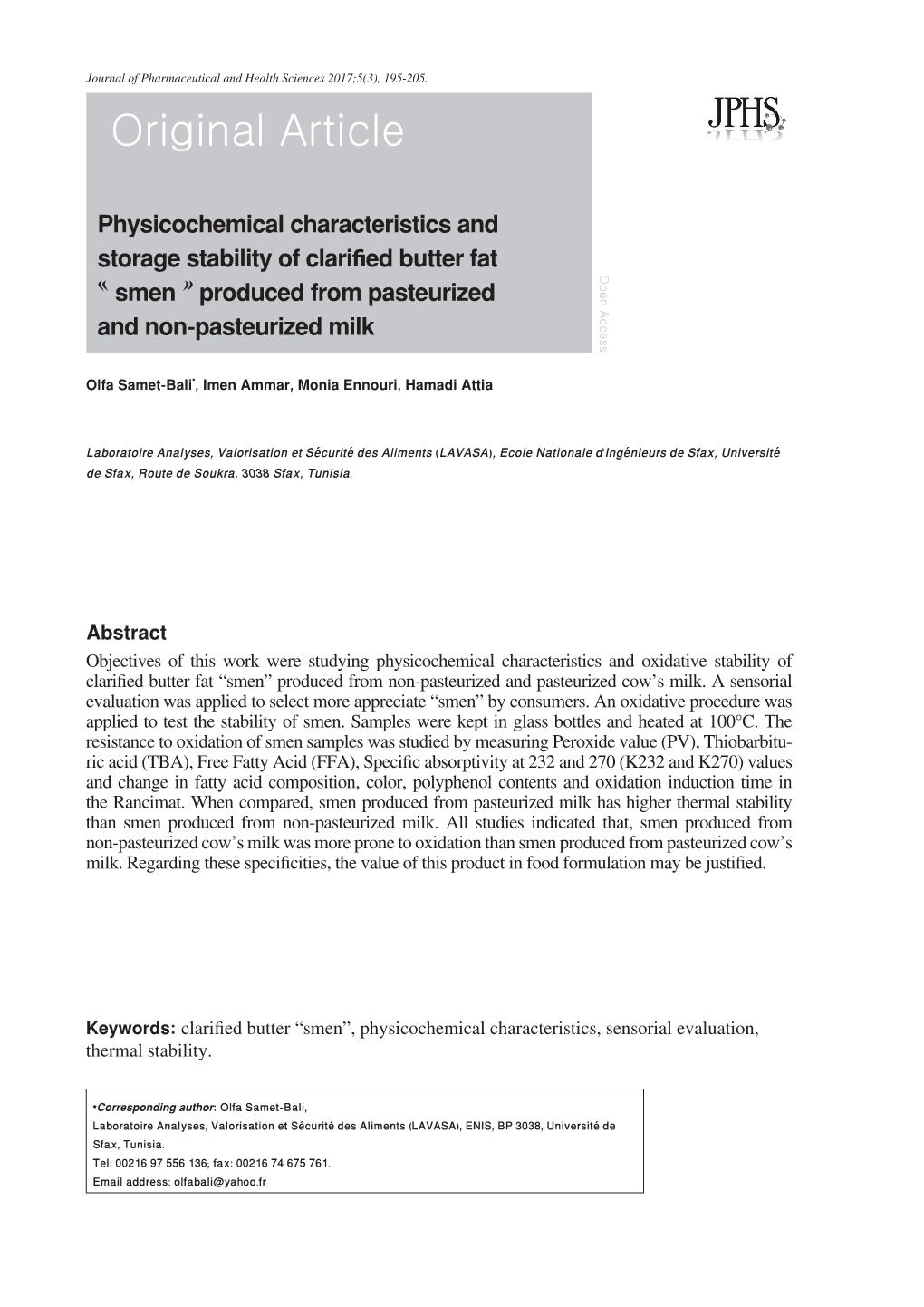 Physicochemical Characteristics and Storage Stability of Clarified Butter