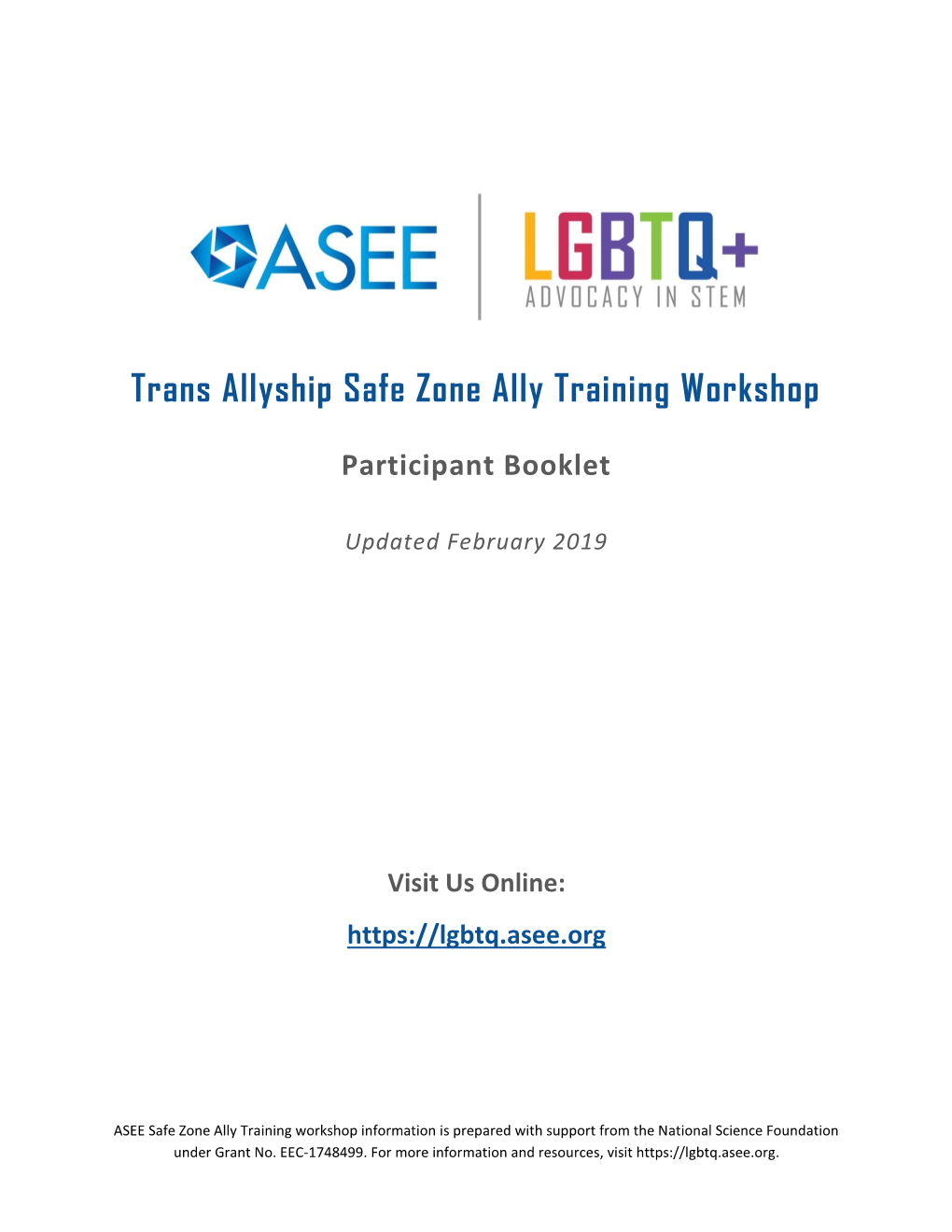 Trans Allyship Safe Zone Ally Training Workshop