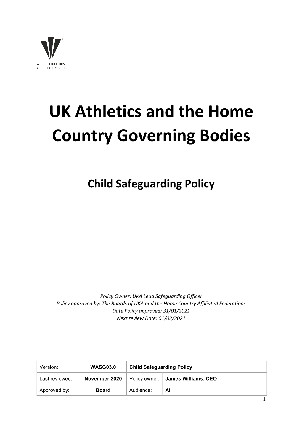 UK Athletics and the Home Country Governing Bodies