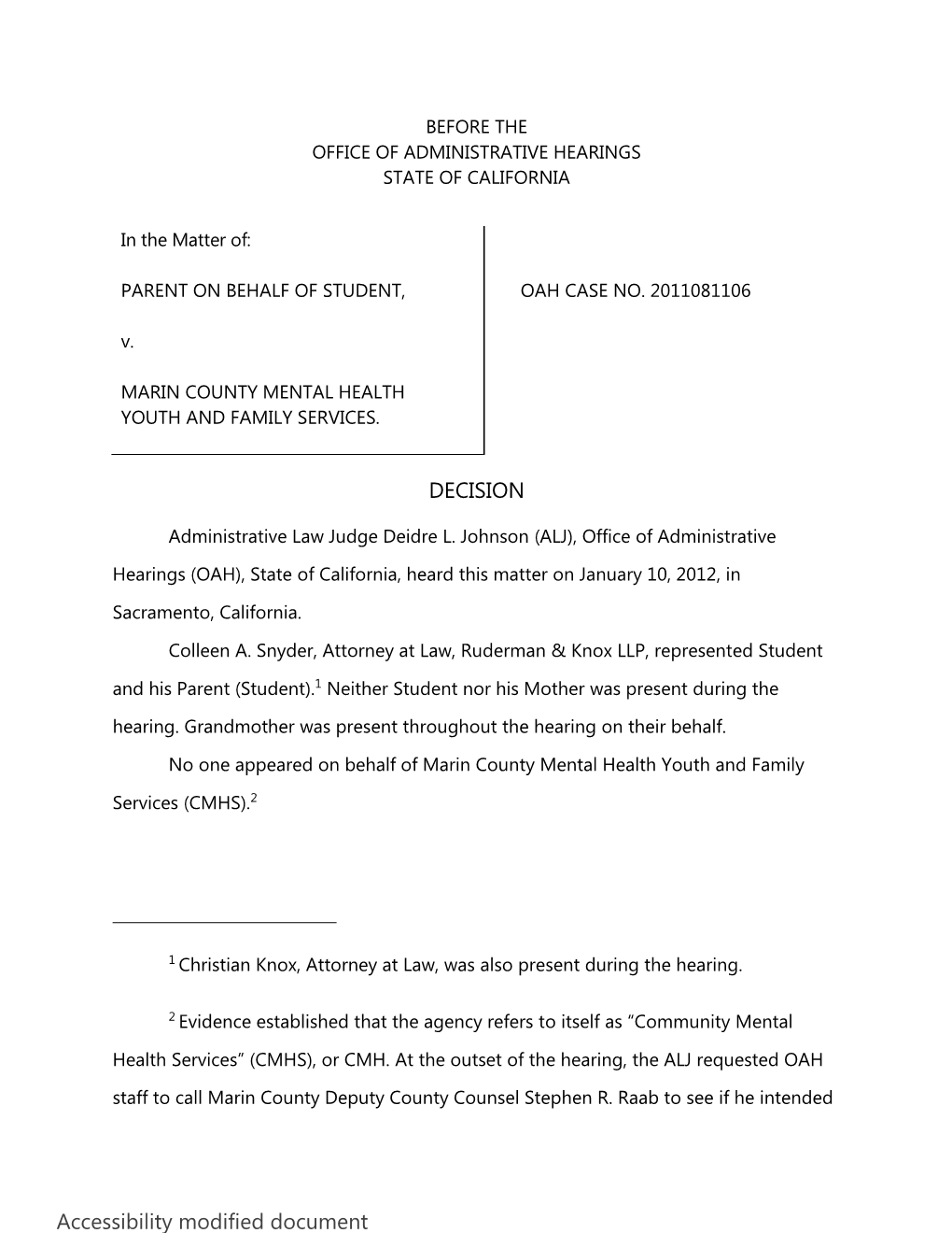 Case Number 2011081106 Modified Document for Accessibility