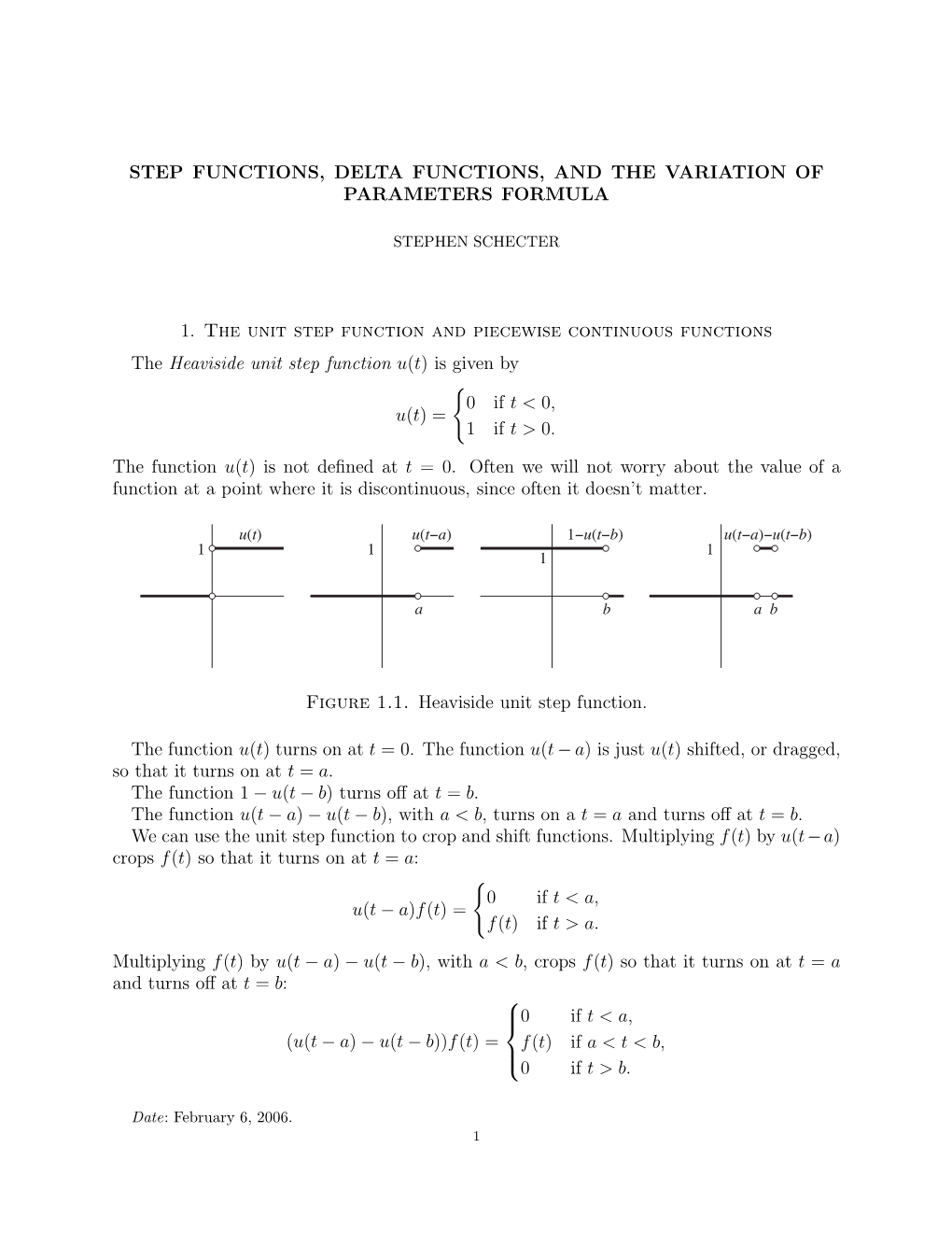 Step Functions, Delta Functions, and the Variation of Parameters Formula