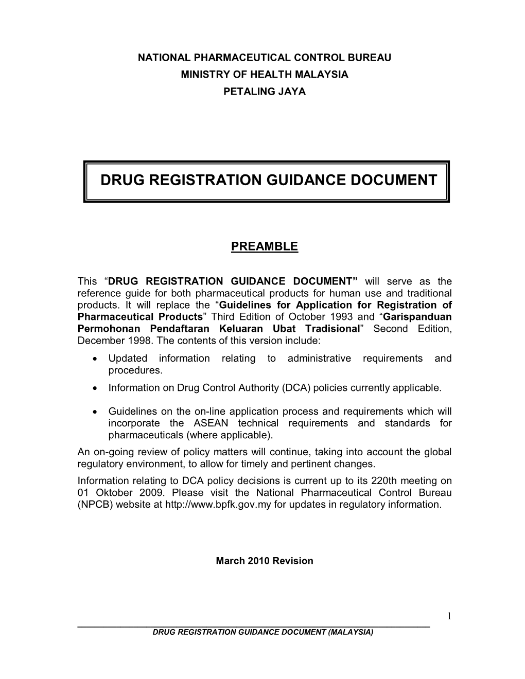Drug Registration Guidance Document