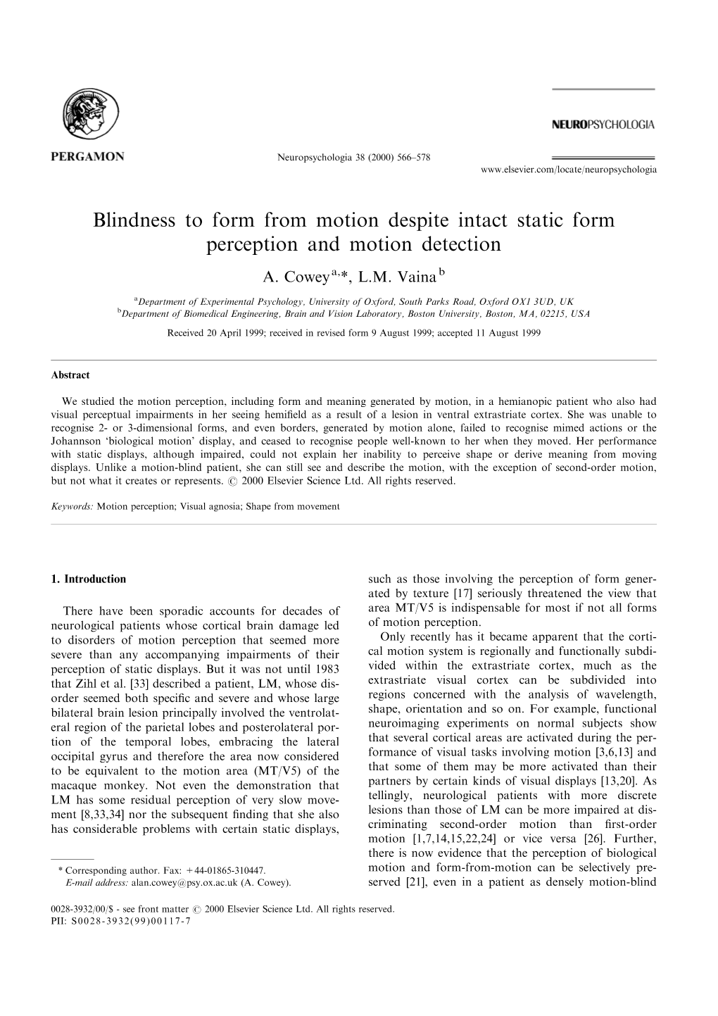 Blindness to Form from Motion Despite Intact Static Form Perception and Motion Detection