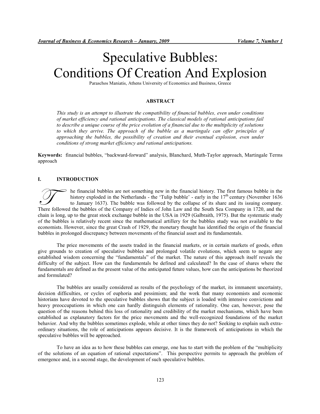 The Speculative Bubbles