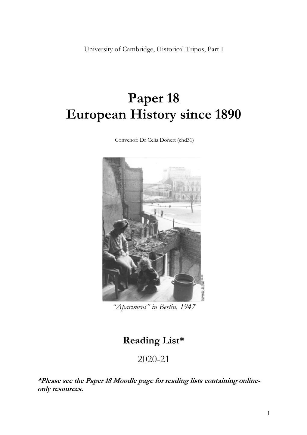 Paper 18 European History Since 1890