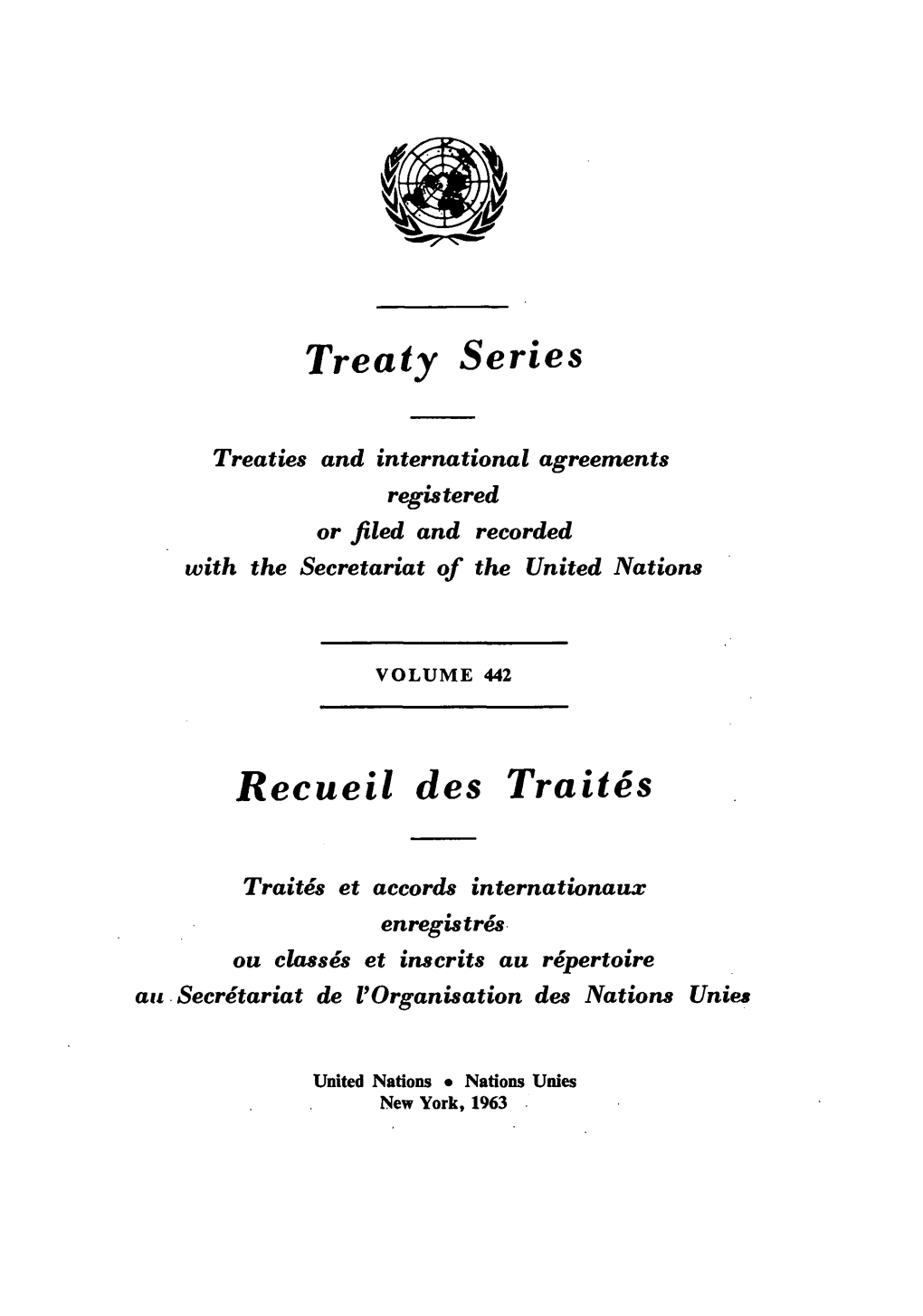 Treaty Series Recueil Des Traite-S