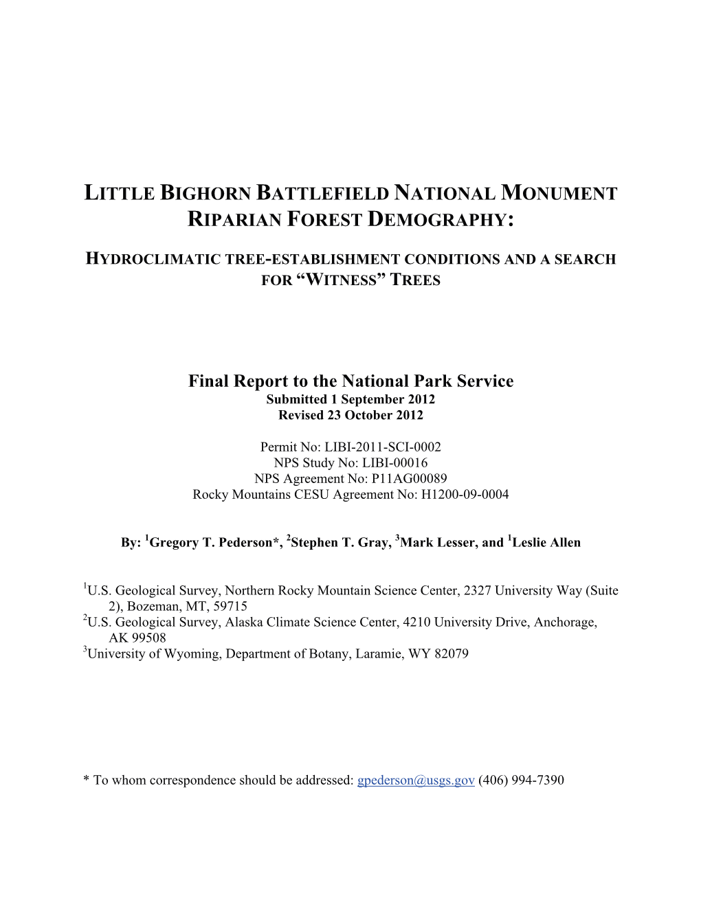 Little Bighorn Battlefield National Monument Riparian Forest