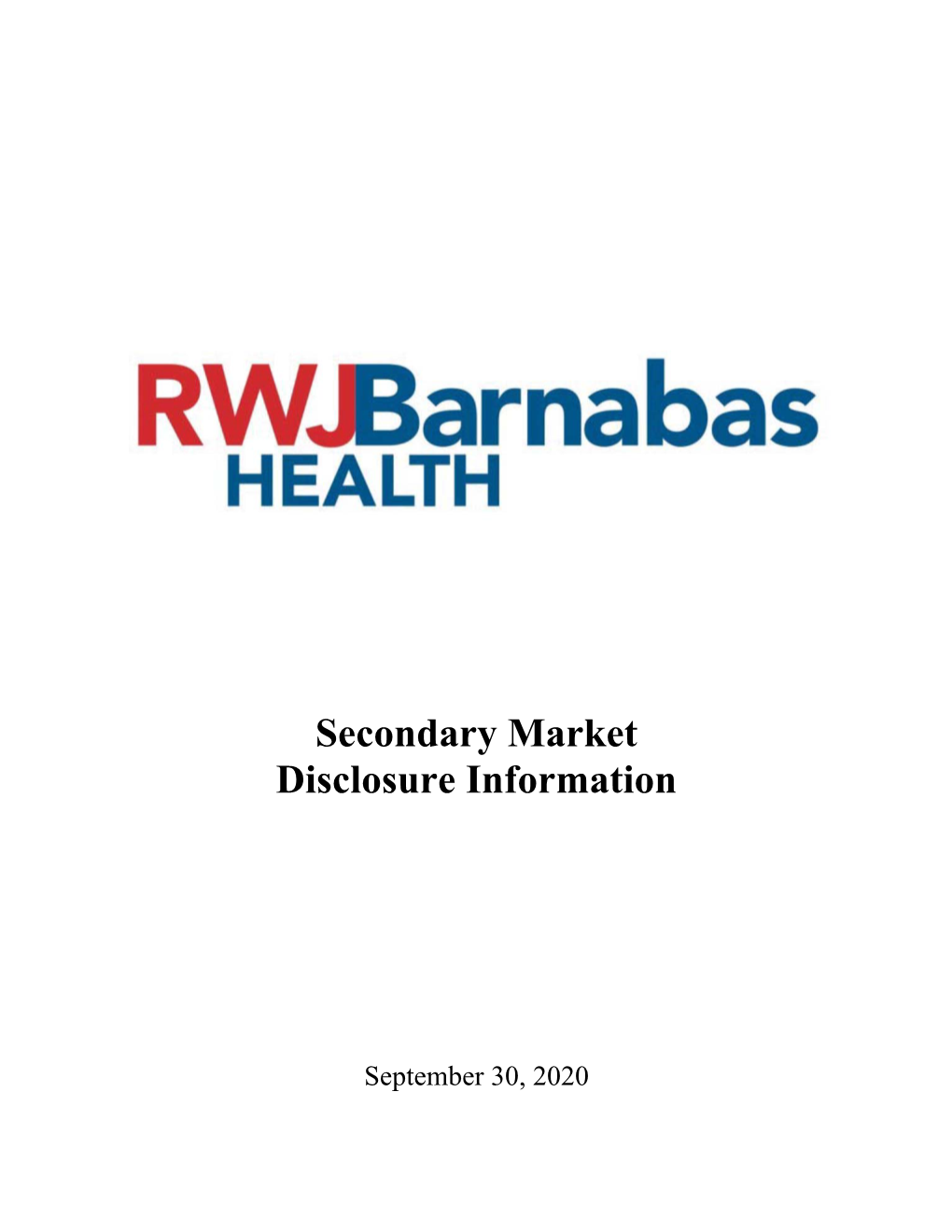 2020 Rwjbarnabas Health Q3 Unaudited Consolidated Financial