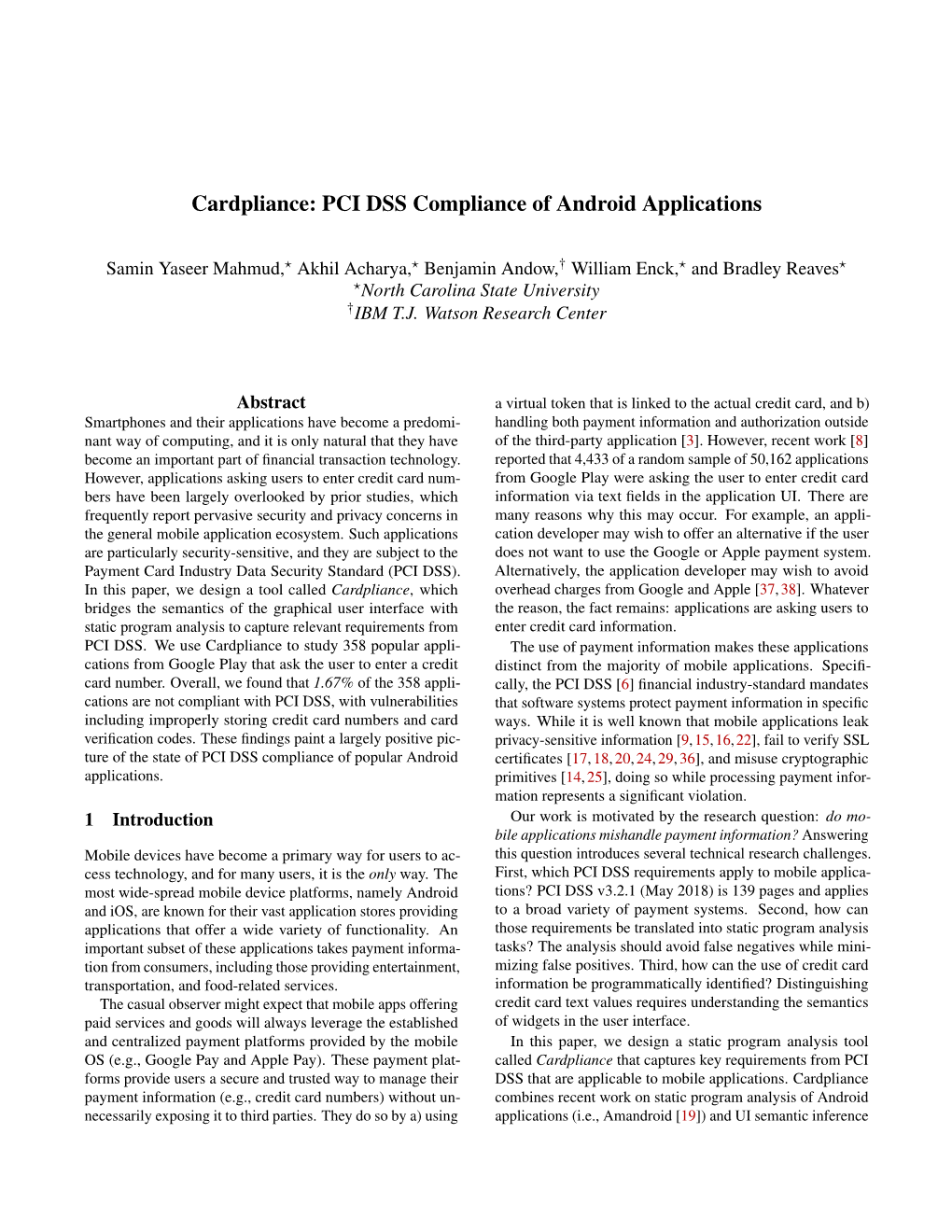 Cardpliance: PCI DSS Compliance of Android Applications