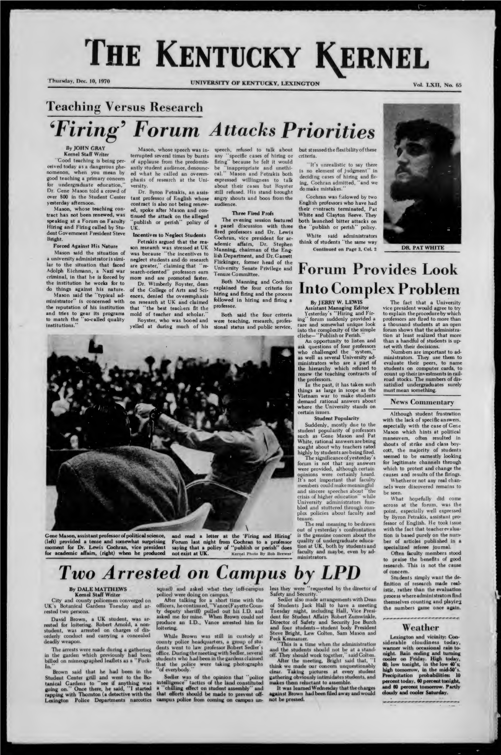 The Kentucky Kernel: 1970-12-10