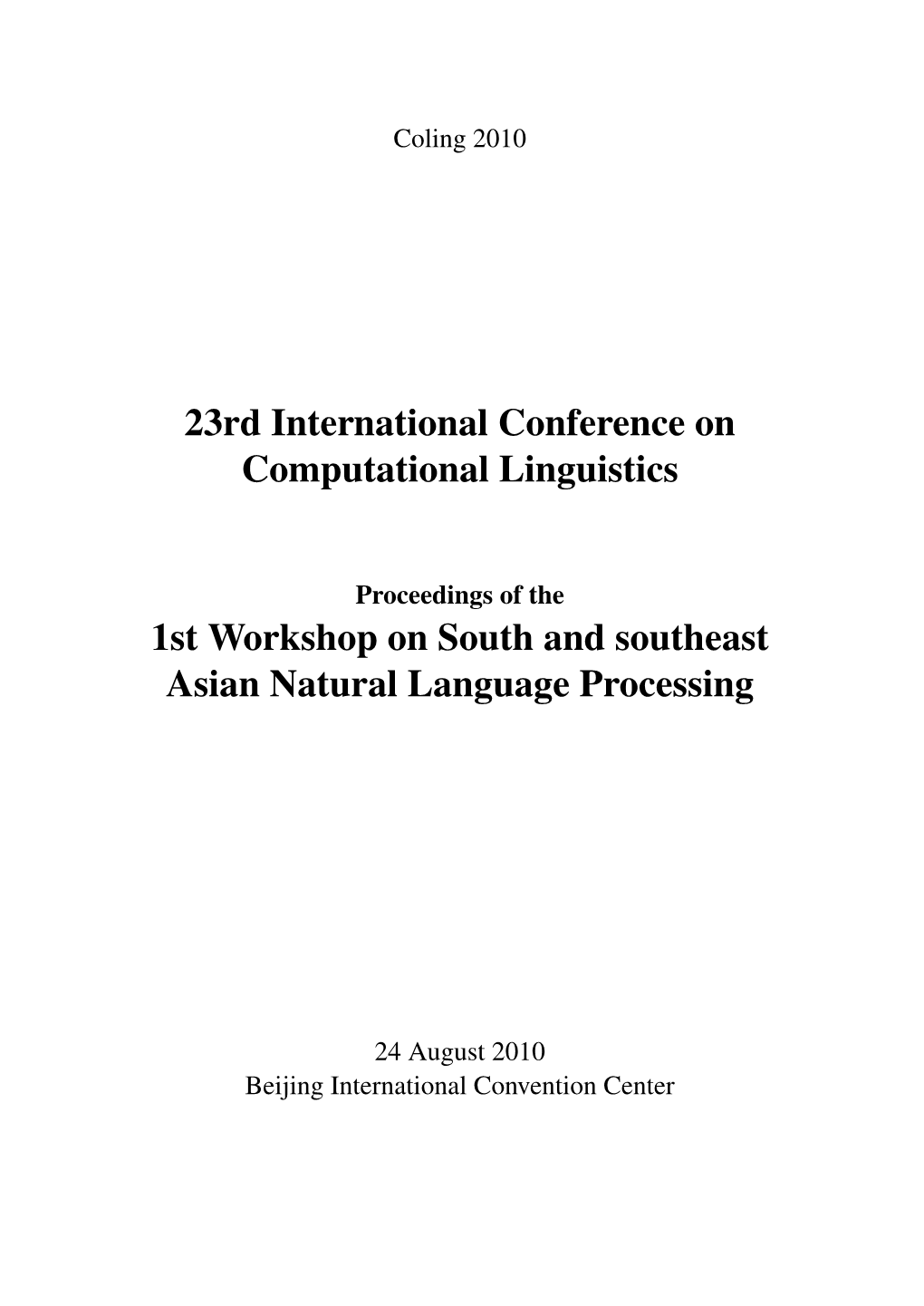 Proceedings of the 46Th Annual Meeting of The