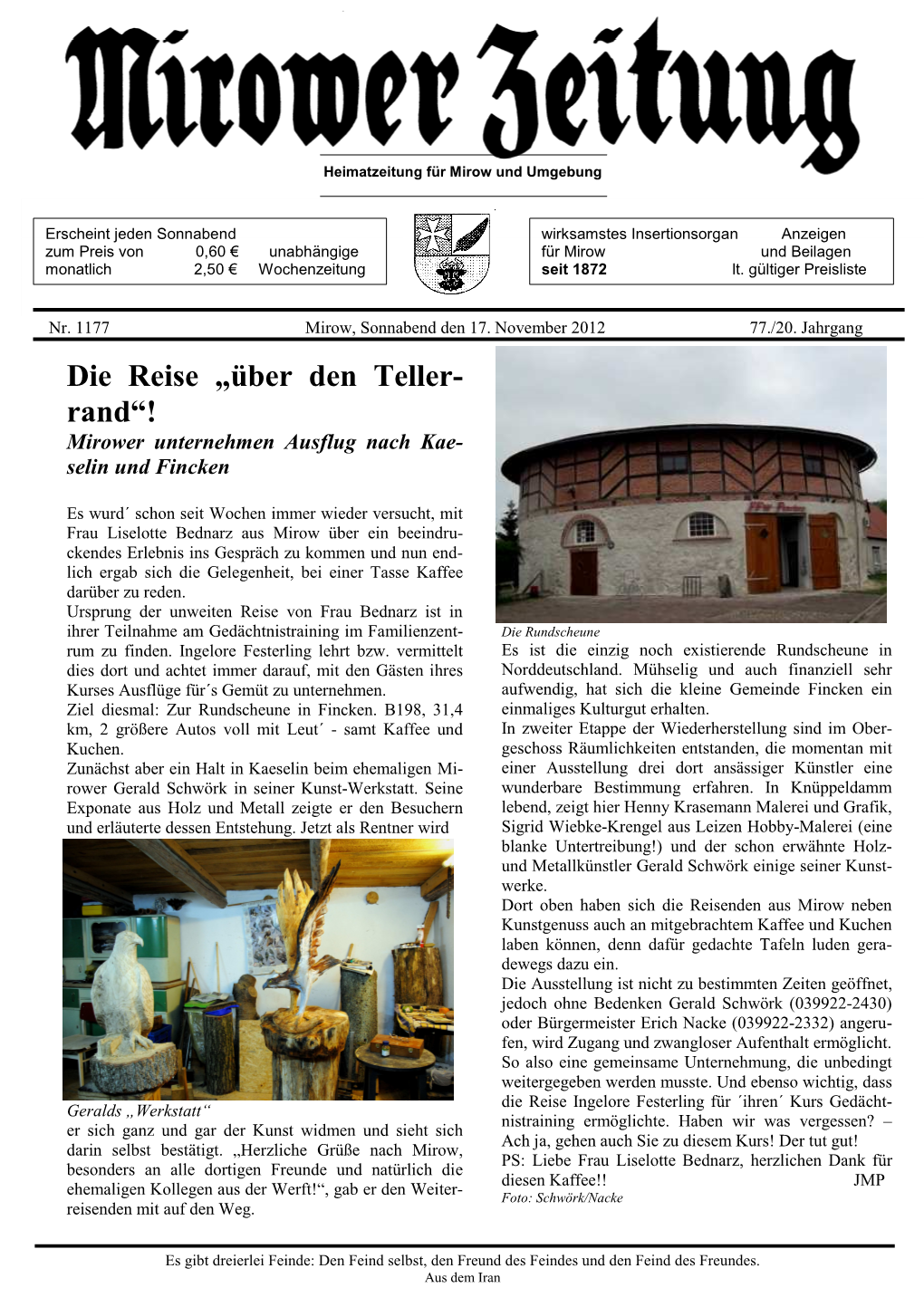 Die Reise „Über Den Teller- Rand“! Mirower Unternehmen Ausflug Nach Kae- Selin Und Fincken