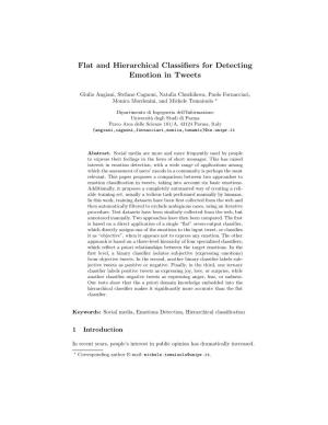 Flat and Hierarchical Classifiers for Detecting Emotion in Tweets