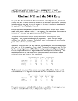 Giuliani, 9/11 and the 2008 Race