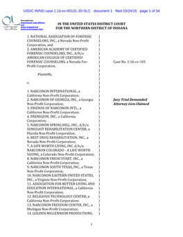 USDC IN/ND Case 1:16-Cv-00101-JD-SLC Document 1 Filed 03/24/16 Page 1 of 34