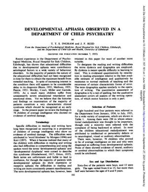Developmental Aphasia Observed in a Department of Child Psychiatry