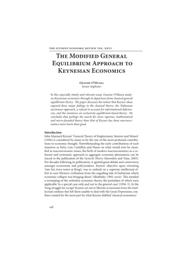 The Modified General Equilibrium Approach to Keynesian Economics