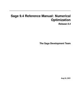Sage 9.4 Reference Manual: Numerical Optimization Release 9.4